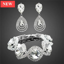 Load image into Gallery viewer, Luxury Woman Elegant Wedding Bridal Jewelry Sets For Women Rhinestone Austrian Crystal Jewelry Set Bracelet Earrings Set