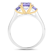 Load image into Gallery viewer, Two Tone Plated 1.07 Carat Genuine Tanzanite .925 Sterling Silver Ring