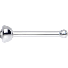 Load image into Gallery viewer, 20G 1/4 Clear Bezel Set CZ 14K Solid White Gold Nose Bone 2mm