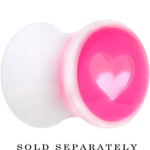 Load image into Gallery viewer, 0G White Pink Acrylic Adoring Heart Saddle Plug