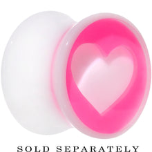 Load image into Gallery viewer, 9/16 White Pink Acrylic Adoring Heart Saddle Plug