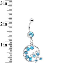 Load image into Gallery viewer, Aqua Gem Wreath and Butterfly Dangle Belly Ring