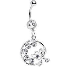 Load image into Gallery viewer, Clear Gem Wreath and Butterfly Dangle Belly Ring