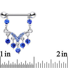 Load image into Gallery viewer, Blue Aqua Gem Victorian Vision Dangle Nipple Ring Set