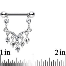 Load image into Gallery viewer, Clear Gem Victorian Vision Dangle Nipple Ring Set