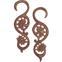 Load image into Gallery viewer, 10G Organic Wood Climbing Lotus Flower Hand Carved Hanger Set