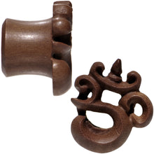 Load image into Gallery viewer, 9/16 Organic Wood Om Hand Carved Plug Set