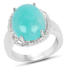 Load image into Gallery viewer, 7.86 Carat Genuine Amazonite And White Topaz .925 Sterling Silver Ring