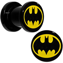 Load image into Gallery viewer, 0G Black Acrylic Licensed Batman Logo Screw Fit Plug Set