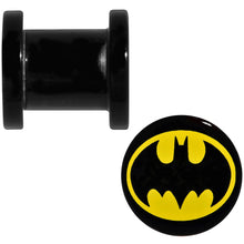 Load image into Gallery viewer, 0G Black Acrylic Licensed Batman Logo Screw Fit Plug Set