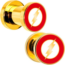 Load image into Gallery viewer, 2G Gold Plated Licensed The Flash Logo Screw Fit Plug Set