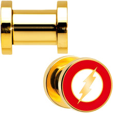 Load image into Gallery viewer, 2G Gold Plated Licensed The Flash Logo Screw Fit Plug Set