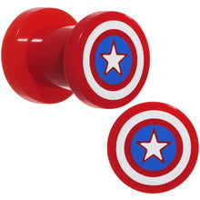 Load image into Gallery viewer, 2G Red Acrylic Licensed Captain America Logo Screw Fit Plug Set