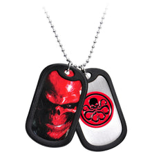 Load image into Gallery viewer, Licensed Steel Marvel Red Skull and Hydra Double Dog Tag Necklace