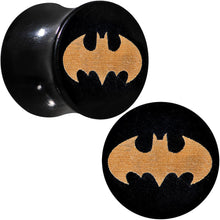 Load image into Gallery viewer, 1/2 Organic Buffalo Horn Licensed Batman Logo Saddle Plug Set