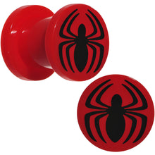 Load image into Gallery viewer, 0G Red Acrylic Licensed Spider-Man Logo Screw Fit Plug Set