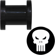 Load image into Gallery viewer, 0G Black PVD Licensed The Punisher Logo Screw Fit Plug Set