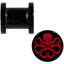 Load image into Gallery viewer, 0G Black Acrylic Licensed Hydra Logo Screw Fit Plug Set