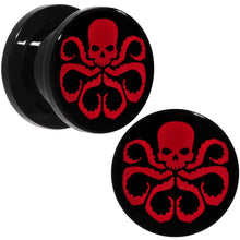 Load image into Gallery viewer, 1/2 Black Acrylic Licensed Hydra Logo Screw Fit Plug Set