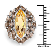 Load image into Gallery viewer, 6.20 Carat Genuine Citrine & Smoky Quartz .925 Sterling Silver Ring