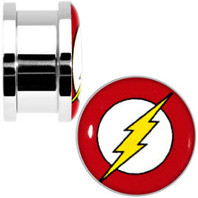 Load image into Gallery viewer, 5/8 Stainless Steel Licensed The Flash Logo Screw Fit Plug Set