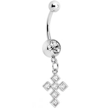 Load image into Gallery viewer, Clear Gem Ultra Mod Diamond Cross Dangle Belly Ring