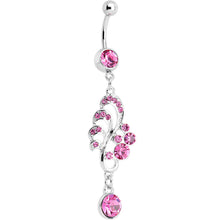 Load image into Gallery viewer, Pink Gem Summertime Drifting Leaf Dangle Belly Ring