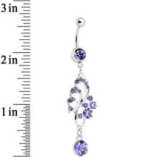 Load image into Gallery viewer, Purple Gem Summertime Drifting Leaf Dangle Belly Ring