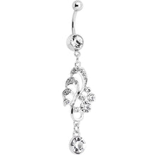 Load image into Gallery viewer, Clear Gem Summertime Drifting Leaf Dangle Belly Ring