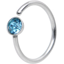 Load image into Gallery viewer, 20G 5/16 Stainless Steel Bright Aqua Gem Round Nose Hoop