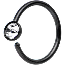 Load image into Gallery viewer, 20G 5/16 Black IP Stainless Steel Bright Clear Gem Nose Hoop