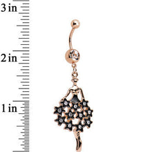 Load image into Gallery viewer, Clear Gem Rose Gold Plated Dancing Skirt of Stars Dangle Belly Ring