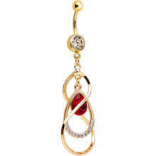 Load image into Gallery viewer, Clear Gem Gold Plated Infinity Double Teardrop Dangle Belly Ring