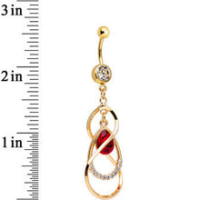 Load image into Gallery viewer, Clear Gem Gold Plated Infinity Double Teardrop Dangle Belly Ring
