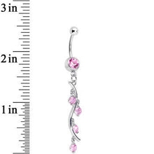 Load image into Gallery viewer, Pink Gem Burst of Budding Drops Dangle Belly Ring