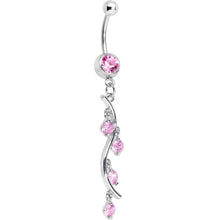 Load image into Gallery viewer, Pink Gem Burst of Budding Drops Dangle Belly Ring