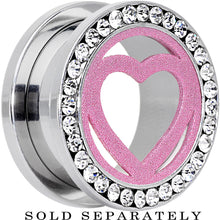 Load image into Gallery viewer, 11/16 Stainless Steel Clear Gem Pink Heart Tunnel Plug
