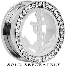 Load image into Gallery viewer, 7/8 Stainless Steel Clear Gem Anchor Tunnel Plug