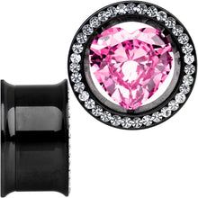 Load image into Gallery viewer, 3/4 Pink Heart Insert Anodized Titanium Internally Threaded Plug Set