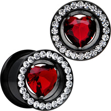 Load image into Gallery viewer, 13mm Red Heart Insert Anodized Titanium Internally Threaded Plug Set