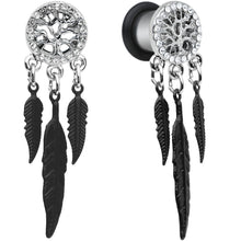 Load image into Gallery viewer, 4G Clear Gem Steel Single Flare Tree of Life Dangle Plug Set