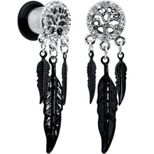Load image into Gallery viewer, 0G Clear Gem Steel Single Flare Tree of Life Dangle Plug Set