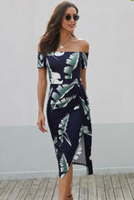 Load image into Gallery viewer, Charming Printed Off-Shoulder Midi Dress with Slit Classy & Feminine Look