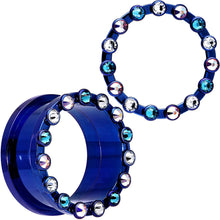 Load image into Gallery viewer, 1 inch Dark Blue Titanium Tunnels with Removable Dermal Tops