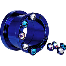 Load image into Gallery viewer, 1 inch Dark Blue Titanium Tunnels with Removable Dermal Tops