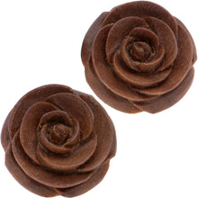 Load image into Gallery viewer, Organic Chocolate Wood Hand Carved Rosebud Stud Earrings