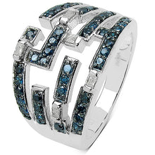 Load image into Gallery viewer, 0.59 Carat Genuine Blue Diamond & White Diamond .925 Sterling Silver Ring