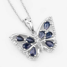 Load image into Gallery viewer, 1.67 Carat Genuine Blue Sapphire and White Zircon .925 Sterling Silver Pendant