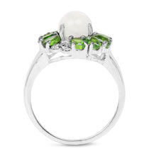 Load image into Gallery viewer, 2.93 Carat Genuine Ethiopian Opal, Chrome Diopside & White Topaz .925 Sterling Silver Ring