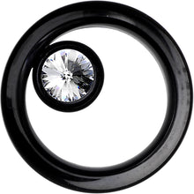 Load image into Gallery viewer, 9/16 Black IP Clear CZ Double Flare Screw Fit Tunnel